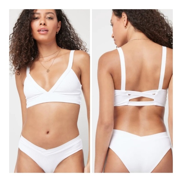 L*Space | Ribbed Vera Bikini Top In White - Picture 2 of 8